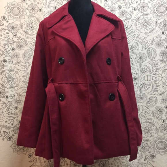 NWOT Red Peacoat, Size Large - Picture 7 of 8